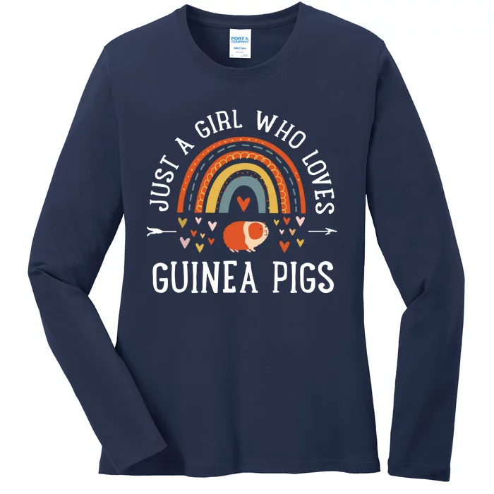 Just A Girl Who Loves Guinea Pigs Rainbow Gifts Cavy Lover Ladies Long Sleeve Shirt