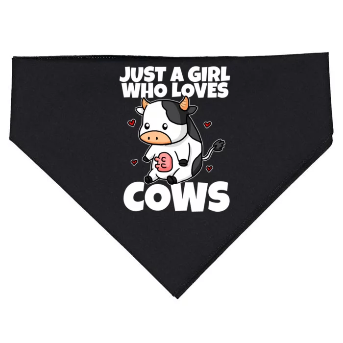 Just A Girl Who Loves Cow Cute Cow Costume Milk Farmer Gift USA-Made Doggie Bandana