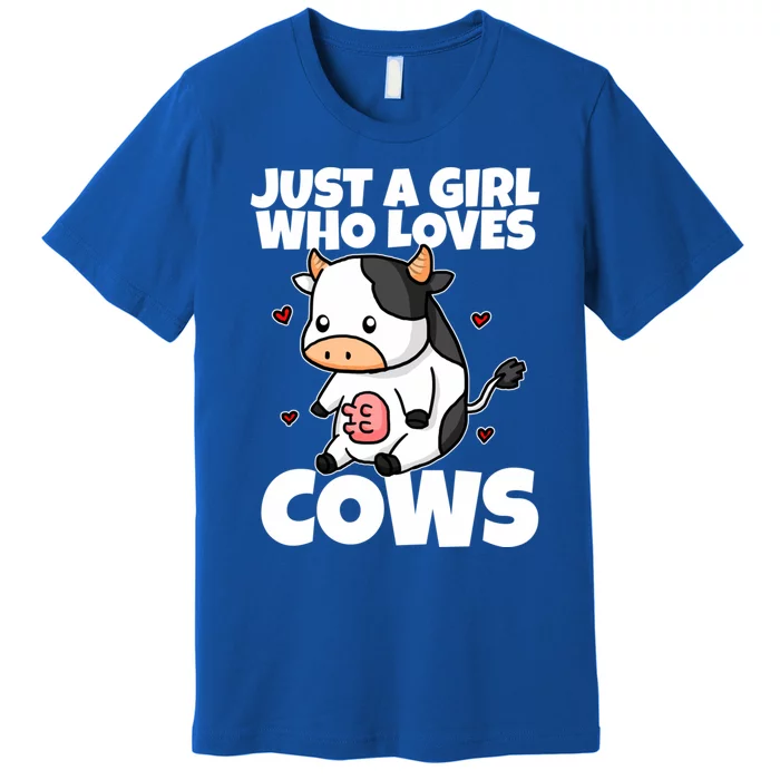 Just A Girl Who Loves Cow Cute Cow Costume Milk Farmer Gift Premium T-Shirt