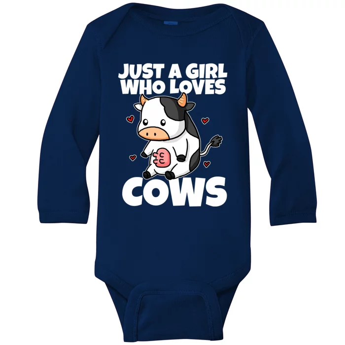 Just A Girl Who Loves Cow Cute Cow Costume Milk Farmer Gift Baby Long Sleeve Bodysuit