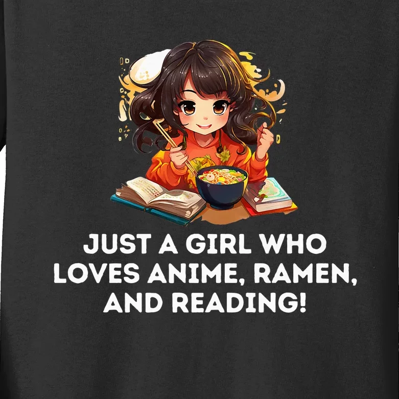 Just a Girl Who Loves Anime Ra and Reading Kids Long Sleeve Shirt