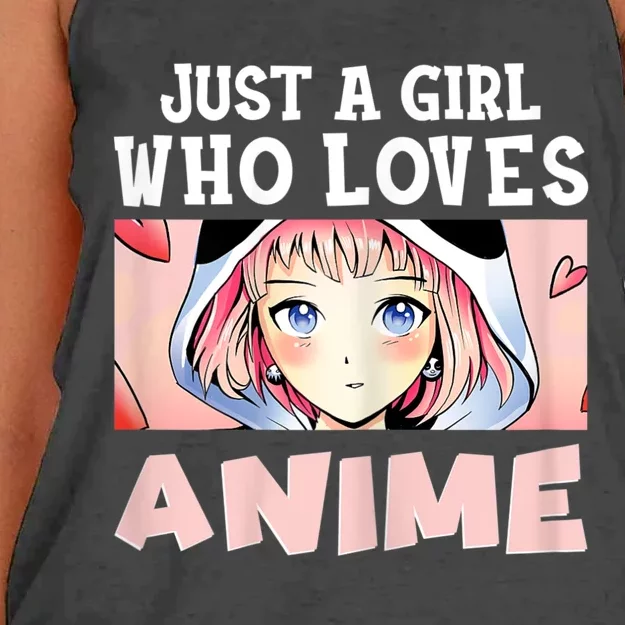 Just A Girl Who Loves Anime Kawaii Japanese Anime Women's Knotted Racerback Tank