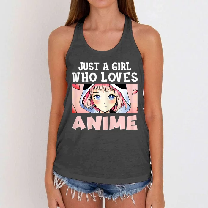 Just A Girl Who Loves Anime Kawaii Japanese Anime Women's Knotted Racerback Tank