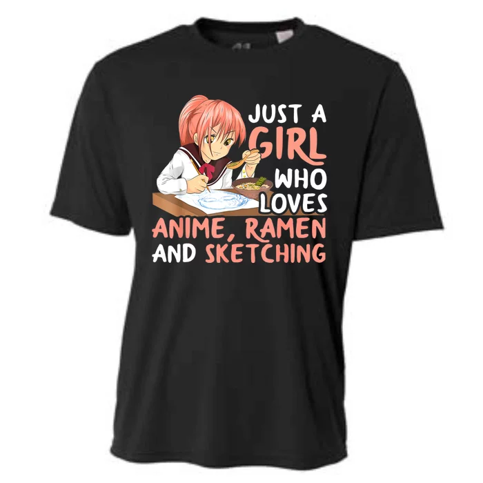 Just A Girl Who Loves Anime Ramen And Sketching Teen Girls Cooling Performance Crew T-Shirt