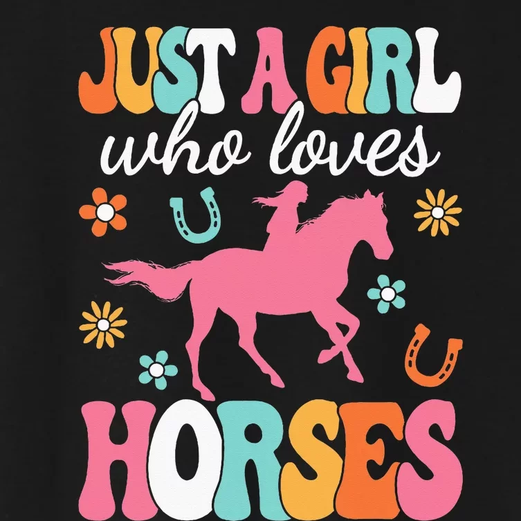 Just A Girl Who Loves Horses Horse Lover Women's Crop Top Tee