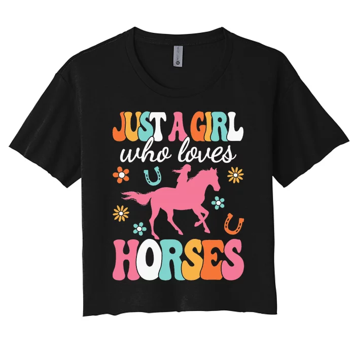 Just A Girl Who Loves Horses Horse Lover Women's Crop Top Tee