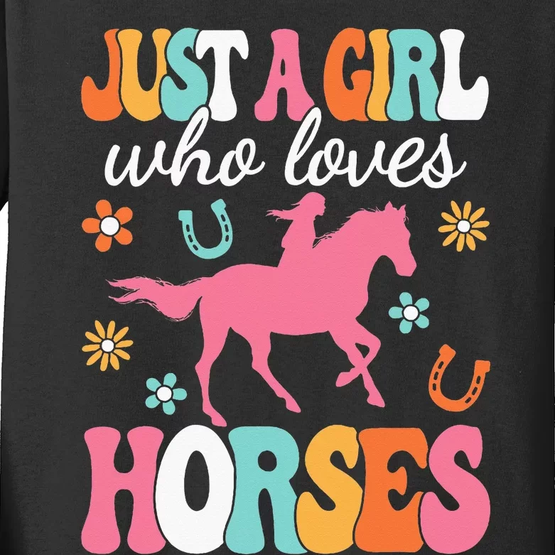 Just A Girl Who Loves Horses Horse Lover Kids Long Sleeve Shirt