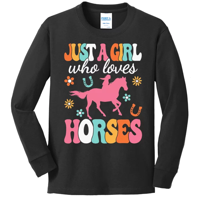 Just A Girl Who Loves Horses Horse Lover Kids Long Sleeve Shirt