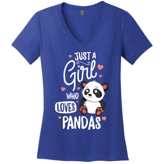 Just A Girl Who Loves Pandas Funny Gift Bear Gift Women's V-Neck T-Shirt