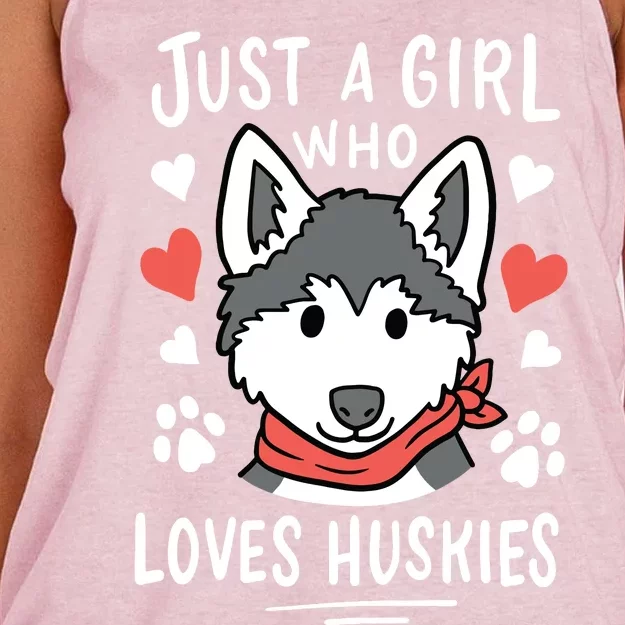 Just A Girl Who Loves Huskies Gift Husky Dog Lover Women's Knotted Racerback Tank