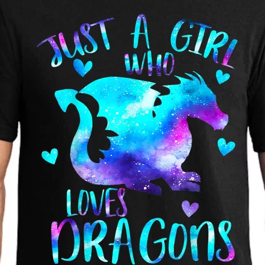 Just A Girl Who Loves Dragons Galaxy Space Dragon Cute Gift For Girls Pajama Set