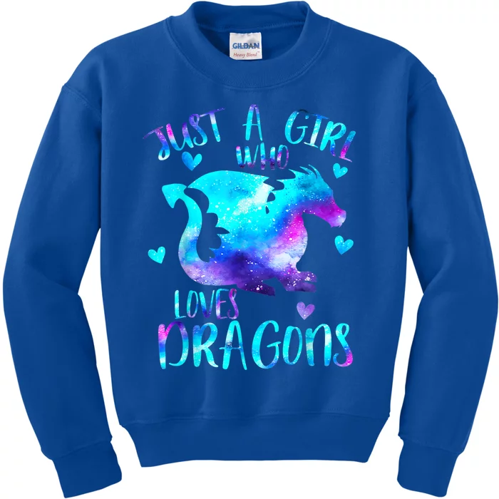 Just A Girl Who Loves Dragons Galaxy Space Dragon Cute Gift For Girls Kids Sweatshirt