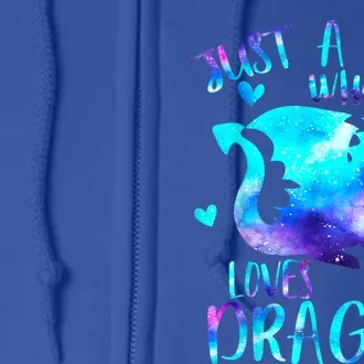 Just A Girl Who Loves Dragons Galaxy Space Dragon Cute Gift For Girls Full Zip Hoodie