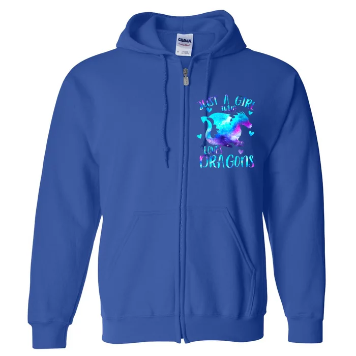 Just A Girl Who Loves Dragons Galaxy Space Dragon Cute Gift For Girls Full Zip Hoodie