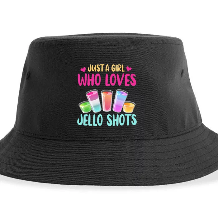 Just A Girl Who Loves Jello Shots Funny Drinking Gift Sustainable Bucket Hat