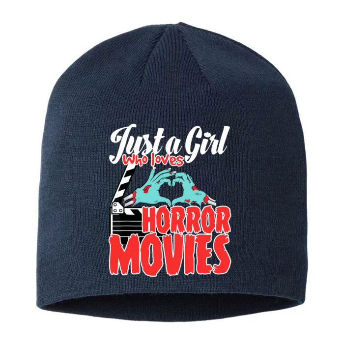 Just A Girl Who Loves Horror Movies And Chill A Scream Queen 8 1/2in Sustainable Knit Beanie