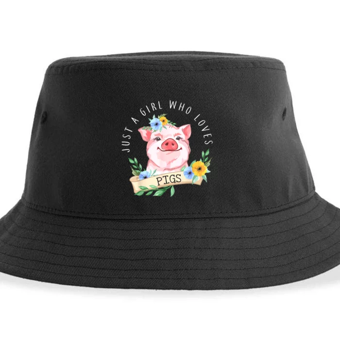 Just A Girl Who Loves Pigs Pig Lover Sustainable Bucket Hat