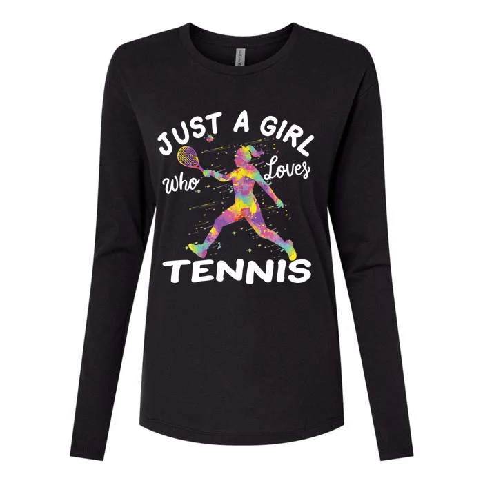 Just A Girl Who Loves Tennis Womens Cotton Relaxed Long Sleeve T-Shirt