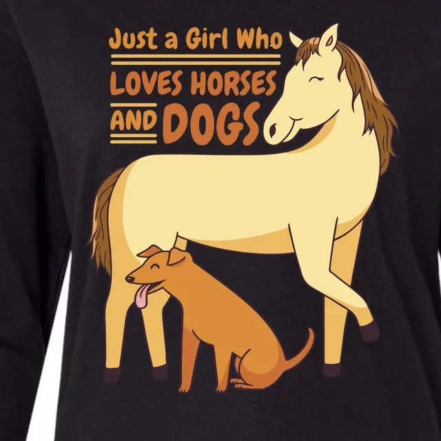 Just A Girl Who Loves Horses And Dogs Womens Cotton Relaxed Long Sleeve T-Shirt