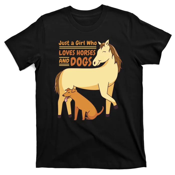 Just A Girl Who Loves Horses And Dogs T-Shirt