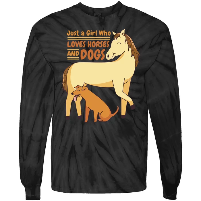 Just A Girl Who Loves Horses And Dogs Tie-Dye Long Sleeve Shirt