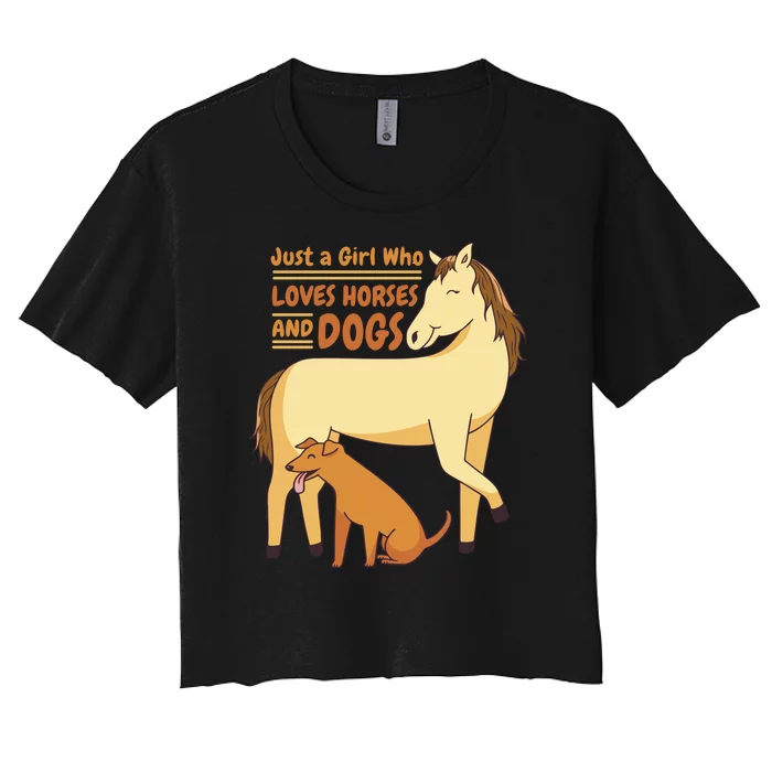 Just A Girl Who Loves Horses And Dogs Women's Crop Top Tee