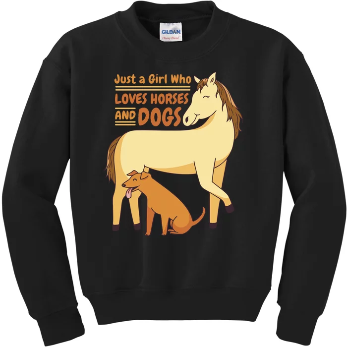 Just A Girl Who Loves Horses And Dogs Kids Sweatshirt