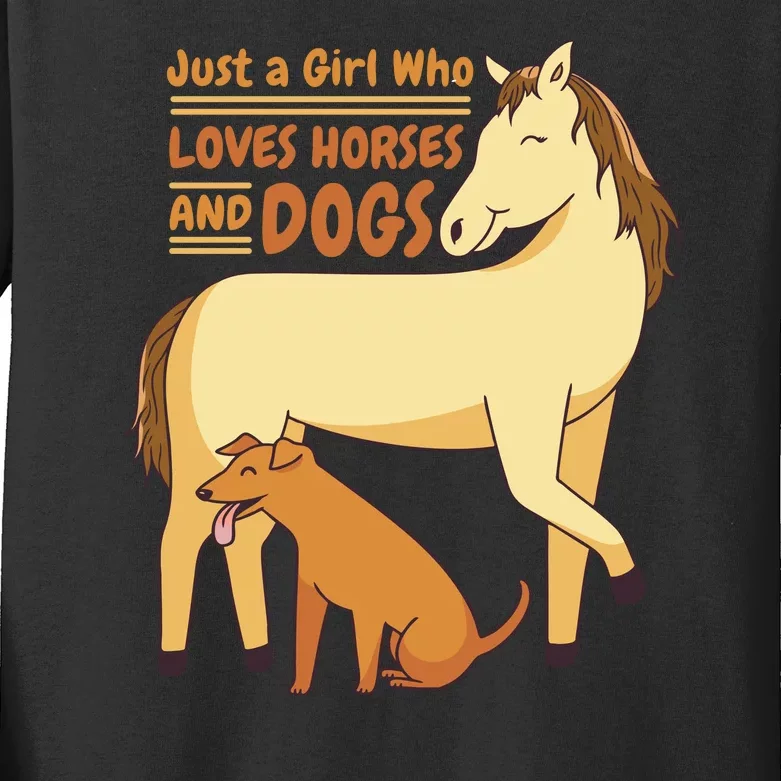 Just A Girl Who Loves Horses And Dogs Kids Long Sleeve Shirt