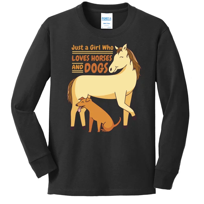 Just A Girl Who Loves Horses And Dogs Kids Long Sleeve Shirt