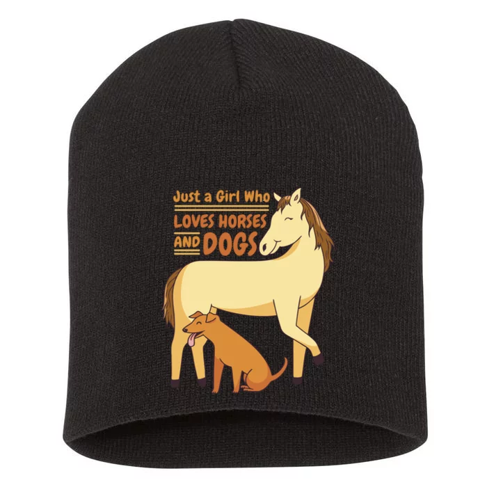 Just A Girl Who Loves Horses And Dogs Short Acrylic Beanie