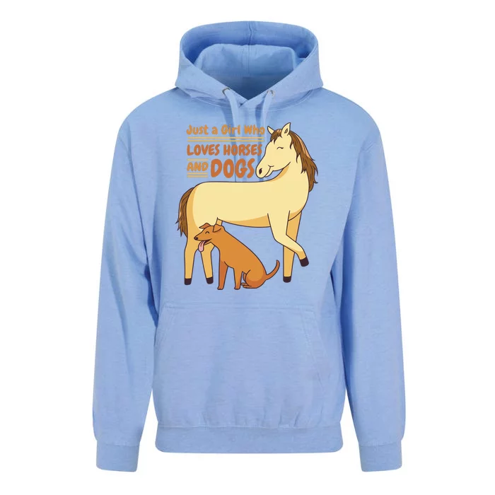 Just A Girl Who Loves Horses And Dogs Unisex Surf Hoodie