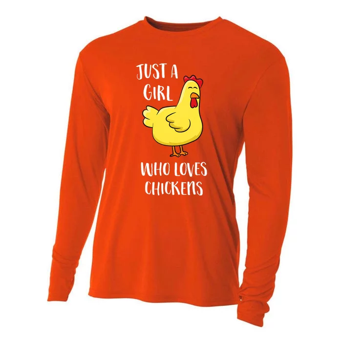 Just A Girl Who Loves Chickens Cute Chicken Cooling Performance Long Sleeve Crew