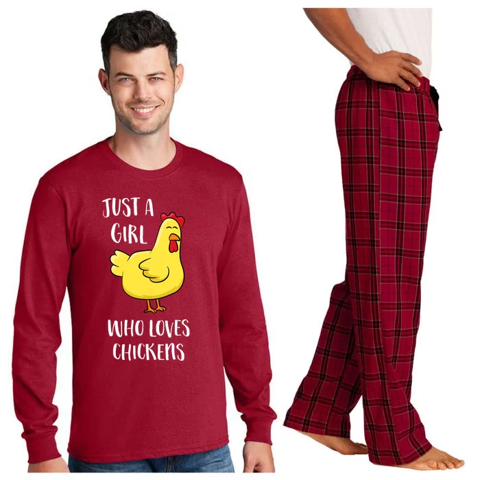 Just A Girl Who Loves Chickens Cute Chicken Long Sleeve Pajama Set