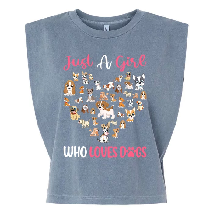 Just A Girl Who Loves Dogs Fun Dog Puppy Lover Garment-Dyed Women's Muscle Tee