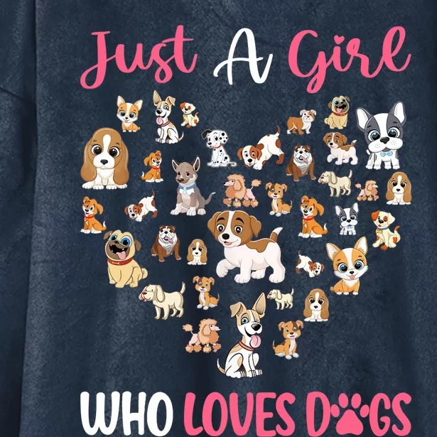 Just A Girl Who Loves Dogs Fun Dog Puppy Lover Hooded Wearable Blanket