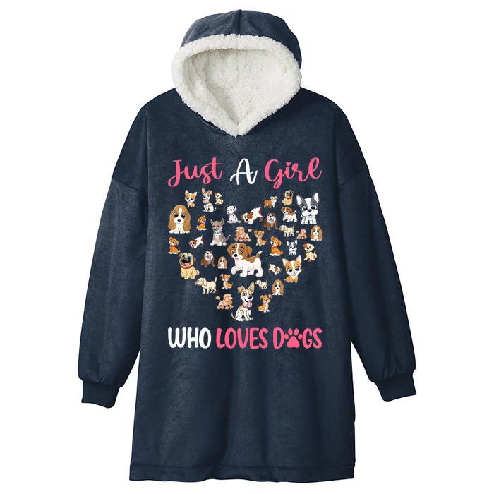 Just A Girl Who Loves Dogs Fun Dog Puppy Lover Hooded Wearable Blanket