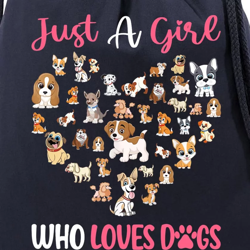 Just A Girl Who Loves Dogs Fun Dog Puppy Lover Drawstring Bag