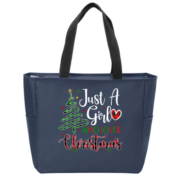 Just A Girl Who Loves Christmas Festive Zip Tote Bag