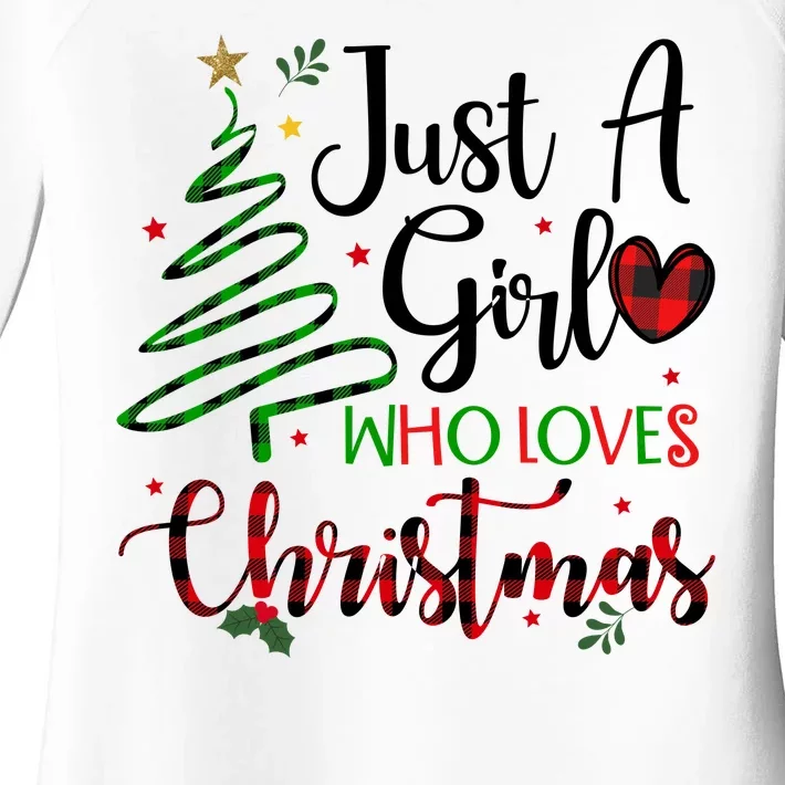 Just A Girl Who Loves Christmas Festive Women's Perfect Tri Tunic Long Sleeve Shirt