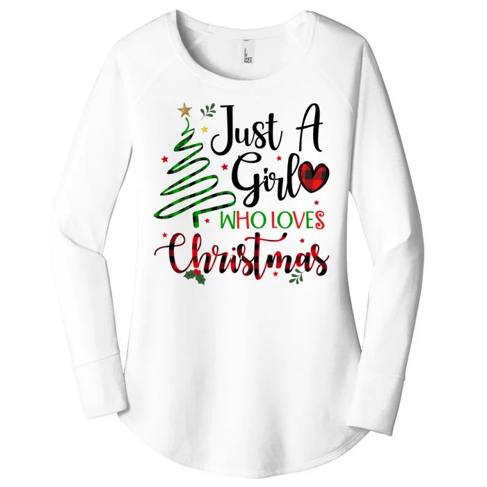 Just A Girl Who Loves Christmas Festive Women's Perfect Tri Tunic Long Sleeve Shirt