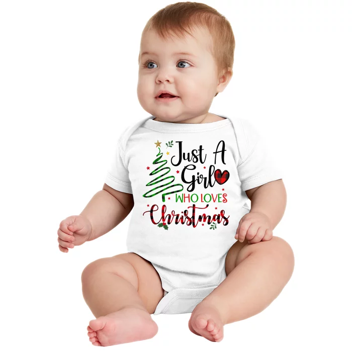 Just A Girl Who Loves Christmas Festive Baby Bodysuit