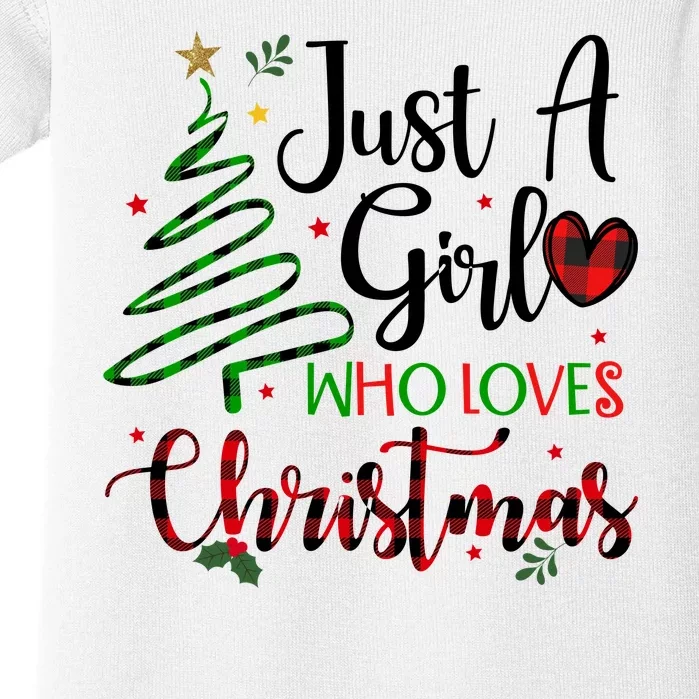 Just A Girl Who Loves Christmas Festive Baby Bodysuit