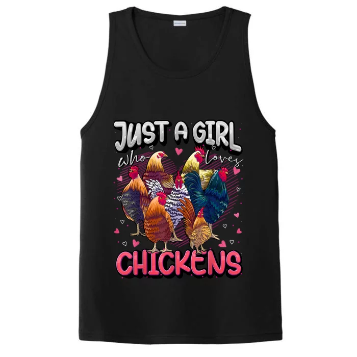 Just A Girl Who Loves Chickens Cute Chicken Lover Farmers Performance Tank