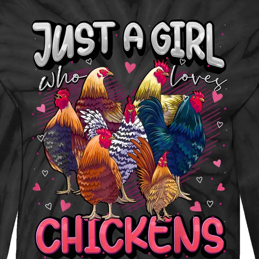 Just A Girl Who Loves Chickens Cute Chicken Lover Farmers Tie-Dye Long Sleeve Shirt