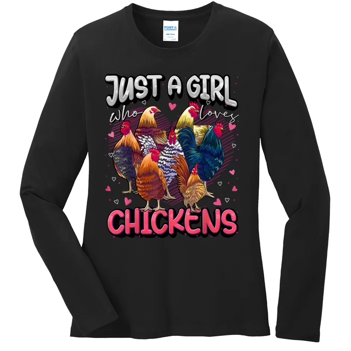 Just A Girl Who Loves Chickens Cute Chicken Lover Farmers Ladies Long Sleeve Shirt