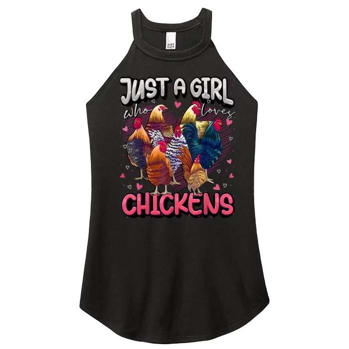 Just A Girl Who Loves Chickens Cute Chicken Lover Farmers Women’s Perfect Tri Rocker Tank