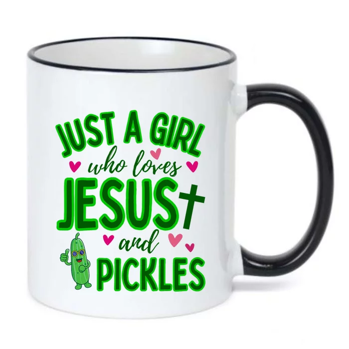 Just A Girl Who Loves Jesus And Pickles Black Color Changing Mug