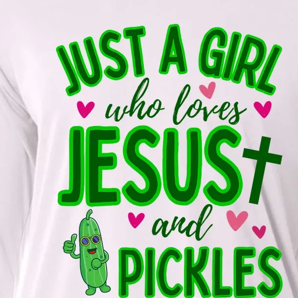 Just A Girl Who Loves Jesus And Pickles Cooling Performance Long Sleeve Crew