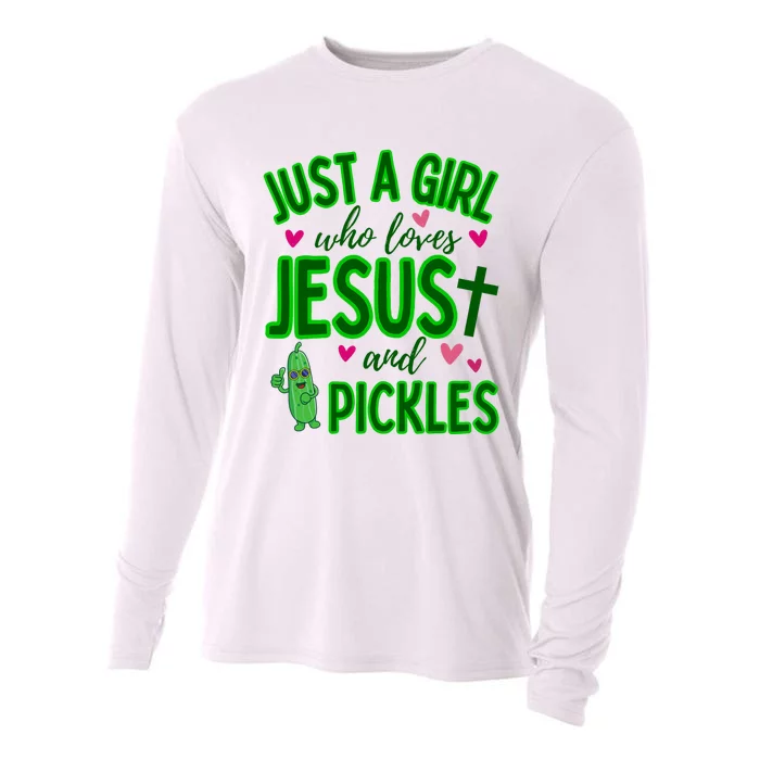 Just A Girl Who Loves Jesus And Pickles Cooling Performance Long Sleeve Crew