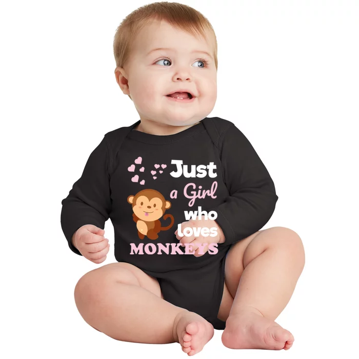 Just A Girl Who Loves Monkeys Girls Monkey Baby Long Sleeve Bodysuit